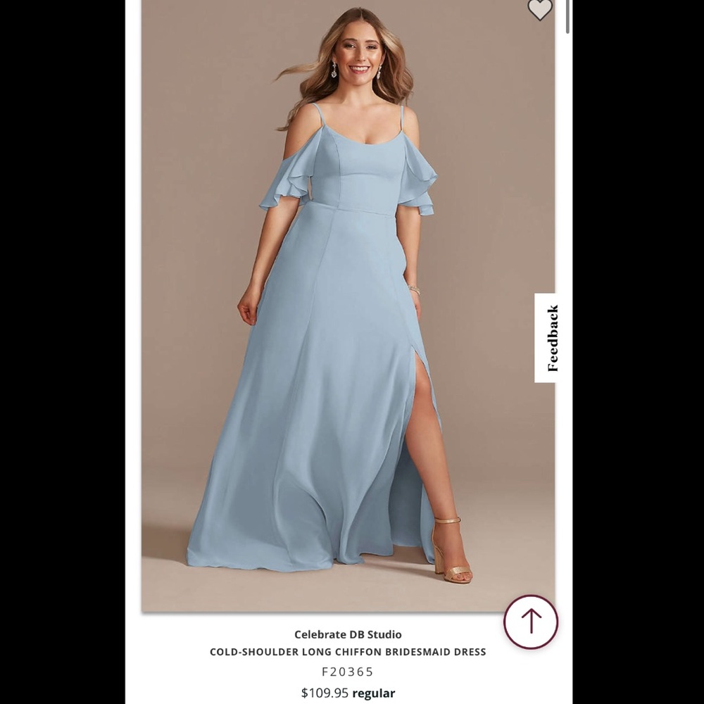 David’s Bridal size 8 Dusty Blue Bridesmaid dress.